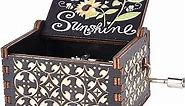 UNIQLED You are My Sunshine Wood Music Boxes, Laser Engraved Vintage Wooden Sunshine Hand Crank Musical Box Gifts for Birthday/Christmas/Valentine's Day/Mothers Day/Anniversary
