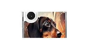 Clear Phone Case for Samsung Galaxy S23 Ultra Dachshund Dog Designer Art Exquisite Pattern Design Shock-Resistant Anti-Fall Protective Transparent Shell for Samsung Galaxy S23 Ultra