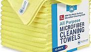 MW Pro Microfiber Cleaning Cloth | Yellow (12 Pack) | Size 16" x 16" | All Purpose Microfiber Towels - Clean, Dust, Polish, Scrub, Absorbent