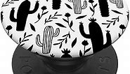 Black and White Cactus Pop Phone Grip - Cute PopSockets PopGrip: Swappable Grip for Phones & Tablets
