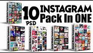 10 Instagram Templates Pack Bundle Download In PSD Files |English| |Photoshop Tutorial|