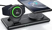 Wireless Charger for Samsung Galaxy S24 Ultra/24/23/22/21, 2 in 1 Wireless Charging Station for Galaxy Phone and Watch 6/6 Classic/5/5 Pro/4/4 Classic/3,Galaxy Buds 2/+/Pro/Live(No Adapter)