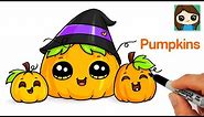 How to Draw Pumpkins Easy 🎃Cute Halloween Fall Art