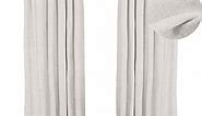 100% Blackout Shield Blackout Curtains for Bedroom 84 inch Length 2 Panels Set, Clip Rings/Rod Pocket Faux Linen Blackout Curtains, Thermal Insulated Curtains for Living Room, Beige, 50Wx84L