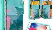 ZVE Wallet Case for Apple iPhone 8 Plus and iPhone 7 Plus, Zipper Wallet Case with Credit Card Holder Slot Handbag Purse Wrist Strap Print Case for Apple iPhone 8 Plus/7 Plus 5.5 inch - Diamond Title