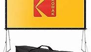 KODAK 150” Portable Projector Screen W/Stand - Fast Fold White Projection Backdrop for Outdoor & Indoor Movies with Tripod, Outdoor Stability Kit, & Black Storage Carry Case