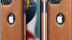 Casus Logo View Compatible with iPhone 13 Pro Max Case Slim Premium Vegan Leather Classic Luxury Elegant Thin Cover (2021) 6.7" (Brown)