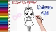 How To Draw A PRETTY UNICORN GIRL Clipart,To Draw step by step, DL cute things