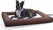 K&H Pet Products Heated Deluxe Lectro-Soft Outdoor Dog Bed with Bolster, Orthopedic Warming Pet Pad, Outdoor Heated Pad for Pets, Heated Outside Dog and Cat Bed, Chocolate/Tan Medium 26.5x30.5in