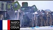 French Army, NATO. Arrival of armored vehicles, equipment and troops in Estonia.