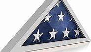 HBCY Creations Flag Display Case for 5' x 9.5' American Veteran Burial Flag Solid Wood White Frame with Glass Front with Wall Mount or Standing Display, Flag Box Display Case for Burial Flag