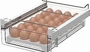 vacane Fridge 28 Egg Drawer Pull Out,Clear Egg Holder Tray for Refrigerator With Handle, Refrigerator Organizer Bins Heavy Duty-L With Egg Tray