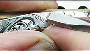 Hand Engraved Sterling Silver Carved Scroll Cuff Bracelet