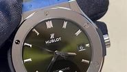 Your Watch Life on Instagram: "HUBLOT Brand new and in stock men’s 42 mm watch in titanium with green dial and green rubber strap. Send us a DM for more info or visit yourwatch.com to see the full selection and to purchase! #HUBLOT #ClassicFusion #42Millimeter #Men’sWatch #LuxuryWatchesInstagram #Titanium #Green#YourLife"
