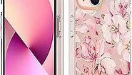 Compatible with iPhone 14 Case Clear with Design, TPU IMD Personalized Pink Gardenia Flower Series Slim Phone Case Scratch-Proof Shockproof Back Protective Cover for Apple iPhone14 6.1"
