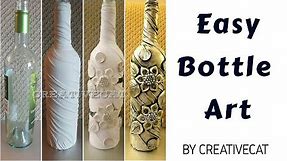 Bottle Art/Wine bottle craft/Bottle Transformation/Altered bottle/Bottle Decoration by Creative Cat