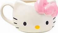 Silver Buffalo Sanrio Hello Kitty Pink Bow Ceramic 3D Sculpted Mug, 20 Ounces