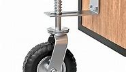 Heavy Duty Fence Gate Wheel - 8-inch Gate Wheels for Wooden or Metal Gate - Spring Loaded Gate Caster Wheel with Suspension for Swing or Rolling Gate Support - Flat Free Tire - 360 Degree Swivel