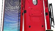 Starshop Coolpad Legacy Case, [NOT FIT Legacy GO] with [Tempered Glass Screen Protector Included] Full Cover Heavy Duty Belt Clip Holster Dual Layers Phone Cover with Build in Kickstand -Red