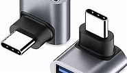 90 Degree USB to USB C Adapter 2 Pack,yootech Up & Down Angled USB-C to USB Adapter,Thunderbolt 4/3 to USB Female Adapter Converter for MacBook Pro 2021,MacBook Air 2020,iMac, Dell XPS,Galaxy Book etc