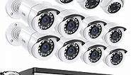 ZOSI 1080p 16 Channel Security Camera System, H.265+ 16 Channel DVR with Hard Drive 2TB and 12 x 2MP Weatherproof Surveillance CCTV Bullet Dome Camera Outdoor Indoor, 80ft Night Vision, 90° View Angle