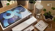 iPad Air 4 2020 (Sky blue) + Apple Pencil + accessories unboxing