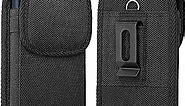 Cell Phone Holster for Samsung Galaxy S23, S22, S21, S20, S10, S9, S8, A01, A10e Case with Belt Clip Phone Belt Holder Carrying Pouch Cover for Men (Fits Phone with Case on) Black Nylon