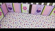 Brandream Crib Bedding Set for Girls Purple Elephant Baby Nursery with Cute Owl Flowers Ruffles Patchwork,3 Pieces