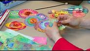 Fabric-Paper Circle Flowers Fast And Fun - HowToGetCreative.com with Barb Owen