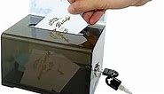 Donation Ballot Box with Lock - Secure Suggestion Box Perfect for Business Cards (Black)