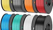 SUNLU 3D Printer Filament Pack, 0.25kg Each Spool, Total 2kg, Mini Spool, PLA+ Filament 1.75mm, 8 Packs, Black+ White+ Grey+ Mint Green+ Sky Blue+ Cherry Red+ Sunshine Orange+ Lemon Yellow