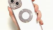Clear Luxury Rhinestone Case Compatible for iPhone 14 Pro Max,Bling Glitter Sparkle Cute Diamond Design Cover for Girls Women,Soft Plating with Camera Lens Shockproof Protection Case-Rose Gold