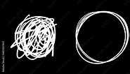 A set of hand drawn doodle frames, circles, scribble and elements to highlight text. Animated white design elements with alpha channel on a transparent background. Looped motion graphics.