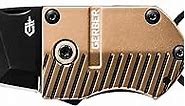 Gerber Gear Key Note - 1" Plain Edge Keychain Knife - EDC Gear and Equipment - Coyote Brown