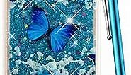 CAIYUNL for iPhone 8 Plus Case Glitter, Liquid Sparkle Bling Luxury Clear Cute Phone Cases Slim Cover TPU Girls Kid Men Shockproof for Apple iPhone 7 Plus/iPhone 6S Plus/iPhone 6 Plus -Blue Butterfly