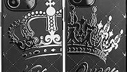 Black Matching Phone Cases Compatible with - iPhone 12 Pro - iPhone 12-6.1 inch for Couple King and Queen Cute Anniversary His Hers Boyfriend Girlfriend Valentine's Day Crown Soulmate Luxury