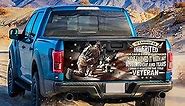 Gadgetstalk 58''x24'' Truck Decals - United States Flag Forever The Title Veteran - Truck Tailgate Wrap, Bumper Stickers Graphics for Car Trucks SUV American Flag Car Decal 4th of July Decorations