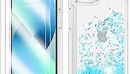 ANSHOW for iPhone 14 Plus Case Glitter, Shockproof Clear TPU iPhone 14 Plus Case with 2 Screen Protectors, Bling Light Blue Glitters iPhone 14 Plus Case for Women