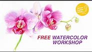 ✨ Pink Orchids FULL Watercolor Workshop Recording ✨ With Outlines