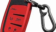 Kirsnda for Jeep Key fob Cover,Texture case,with Keychain,Key Shell/Skin,5-Buttons,fit Grand Cherokee Renegade for Chrysler for Durango Journey,ect Remote Key Vehicle Accessories,Red Texture