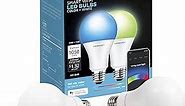Merkury Innovations Smart Light Bulb, Multicolor A21 LED with Voice Control, 1050 Lumens, No Hub Required, WiFi Enabled, Works Alexa & Google Home, 75W Equivalent Incandescent 2-Pack (MI-BW210-999WW)