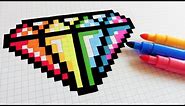 Handmade Pixel Art - How To Draw Rainbow Diamond #pixelart