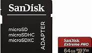 SanDisk Extreme Pro MicroSDXC UHS-I U3 A2 V30 64GB + Adapter