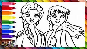 Drawing and Coloring Elsa and Anna from Frozen ❄️👸🏼💙👸❄️ Drawings for Kids