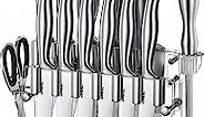 Knife Set, Aiheal 14PCS Stainless Steel Kitchen Knife Set with Acrylic Knife Stand, No Rust and Super Sharp Cutlery Knife Set in One Piece Design with Knife Sharpener for Kitchen, Include Steak Knives