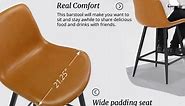 cozyman 35 in. Dark Grey 24 in. Low Back Metal Frame Counter Height Bar Stool with Faux Leather seat 22 in.W x20 in. D(Set of 2) LB22CH0026-400