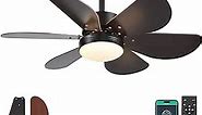 Ceiling Fans With Lights and Remote,36" Black Outdoor Ceiling Fans with 6 Reversible Wood Blades,Small Modern Low Profile Ceiling Fans For Patio Kitchen Bedroom
