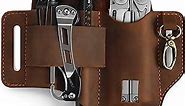 Multitool Leather Sheath for Belt,EDC Belt Organizer,Multitool Holster with Multi Tool Pouch,Tactical Pen Holder,Flashlight Holder and Key Holder,EDC Pouch for Men,Gift for Father