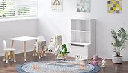 UTEX Kids Bookshelf Toy Organizer - Adjustable Wood Storage Shelf with Drawers for Bedroom, Playroom, Nursery - White