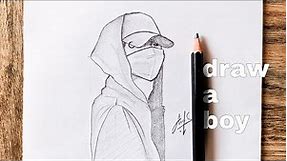 How to draw a boy with a mask and hoodie | easy way to draw a boy with mask
